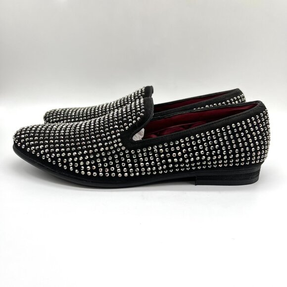 Steve Madden Mens 9 Caviarr Black Silver Studded Loafers‎ Dress Shoes - Picture 6 of 13